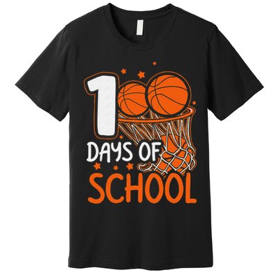 100 Days Of School Basketball 100th Day Balls Premium T-Shirt