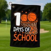 100 Days Of School Basketball 100th Day Balls Golf Towel