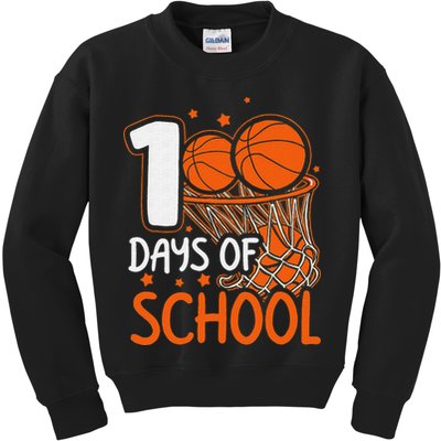 100 Days Of School Basketball 100th Day Balls Kids Sweatshirt