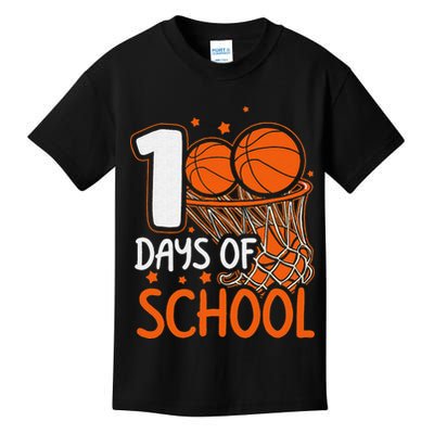 100 Days Of School Basketball 100th Day Balls Kids T-Shirt
