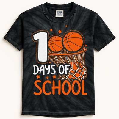 100 Days Of School Basketball 100th Day Balls Kids Tie-Dye T-Shirt
