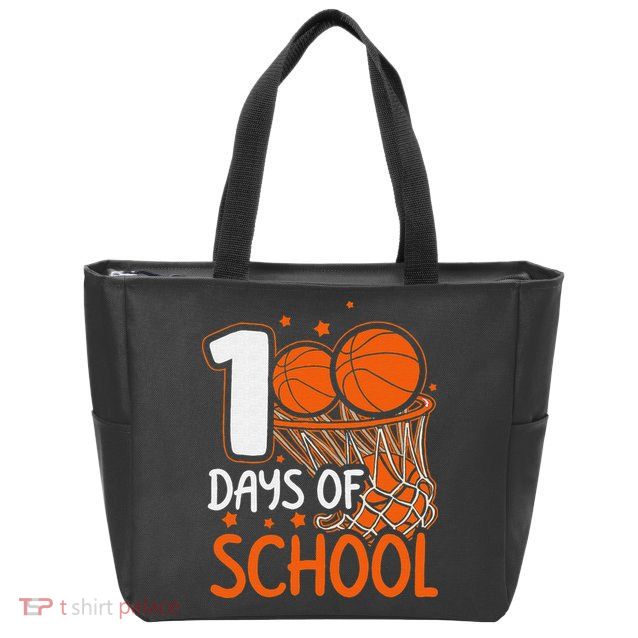 100 Days Of School Basketball 100th Day Balls Zip Tote Bag