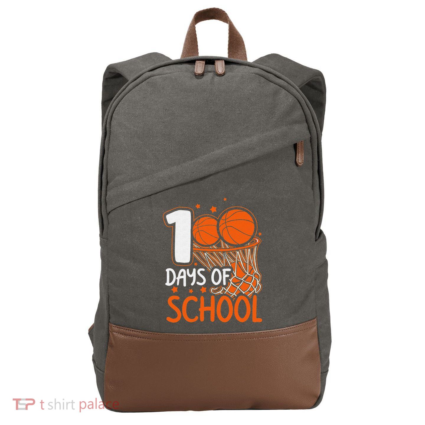 100 Days Of School Basketball 100th Day Balls Cotton Canvas Backpack