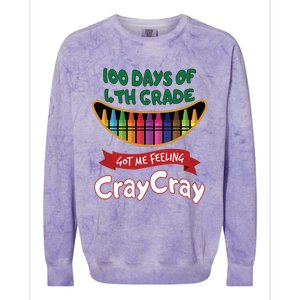 100 Days Of 4th Grade Got Me Feeling Cray Cray Colorblast Crewneck Sweatshirt