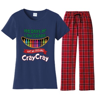 100 Days Of 4th Grade Got Me Feeling Cray Cray Women's Flannel Pajama Set