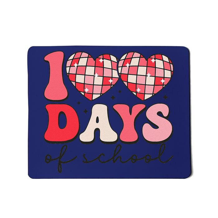 100 Days Of School Retro Disco Hearts 100th Day Of School Mousepad