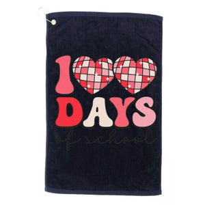 100 Days Of School Retro Disco Hearts 100th Day Of School Platinum Collection Golf Towel