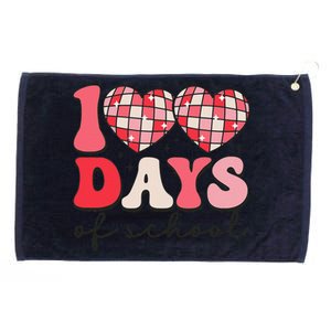 100 Days Of School Retro Disco Hearts 100th Day Of School Grommeted Golf Towel