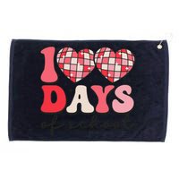 100 Days Of School Retro Disco Hearts 100th Day Of School Grommeted Golf Towel