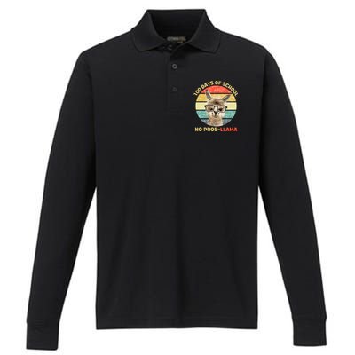 100 Day Of School No Probllama Llama Alpaca Math Nerd Cool Gift Performance Long Sleeve Polo