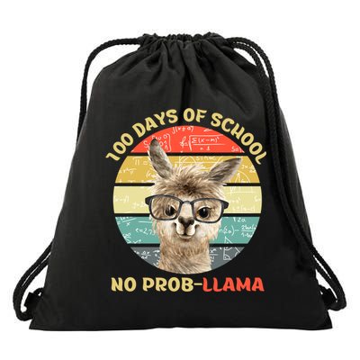 100 Day Of School No Probllama Llama Alpaca Math Nerd Cool Gift Drawstring Bag