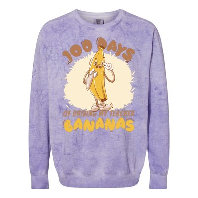 100 Days Of Driving My Teacher Bananas Funny Colorblast Crewneck Sweatshirt