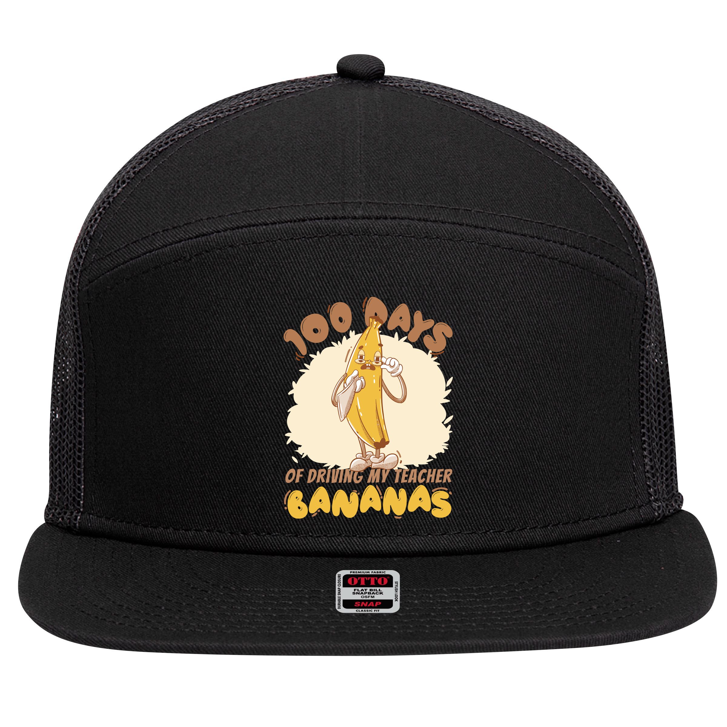 100 Days Of Driving My Teacher Bananas Funny 7 Panel Mesh Trucker Snapback Hat