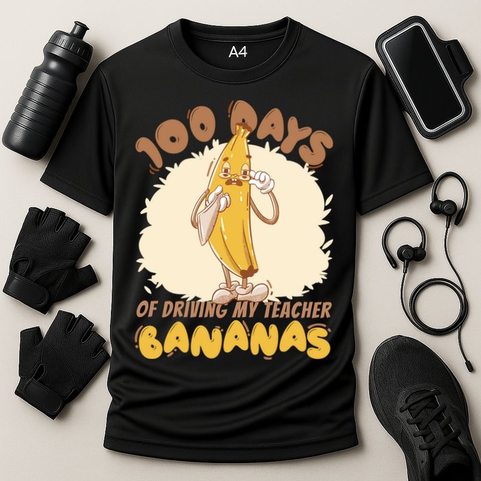 100 Days Of Driving My Teacher Bananas Funny Cooling Performance Crew T-Shirt
