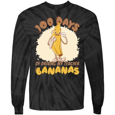 100 Days Of Driving My Teacher Bananas Funny Tie-Dye Long Sleeve Shirt