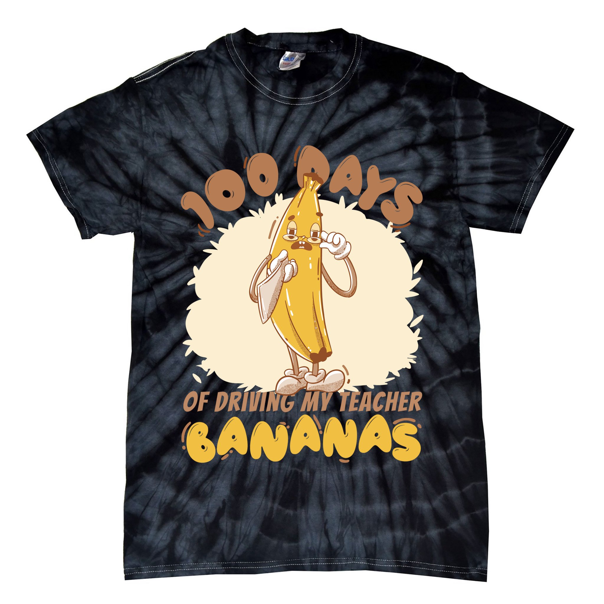 100 Days Of Driving My Teacher Bananas Funny Tie-Dye T-Shirt
