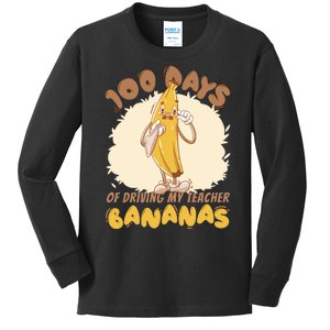 100 Days Of Driving My Teacher Bananas Funny Kids Long Sleeve Shirt