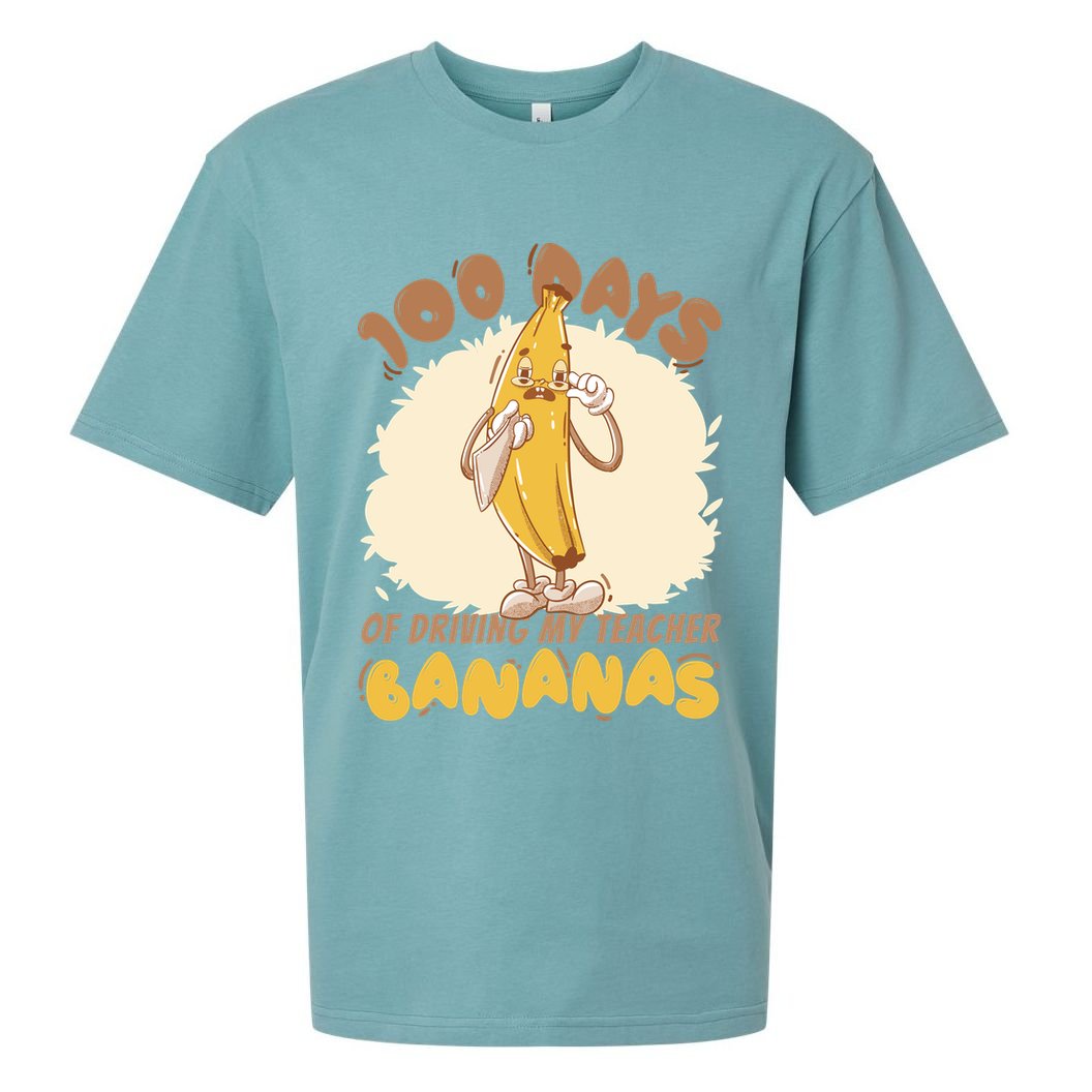 100 Days Of Driving My Teacher Bananas Funny Sueded Cloud Jersey T-Shirt