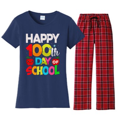 100 Days Of School Teacher Student 100th Day Women's Flannel Pajama Set