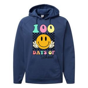 100 Days Of School Teacher 100th Day Of School Performance Fleece Hoodie