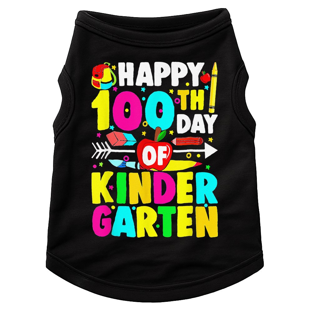 100 Days Of Kindergarten Happy 100th Day Of School Doggie Tank