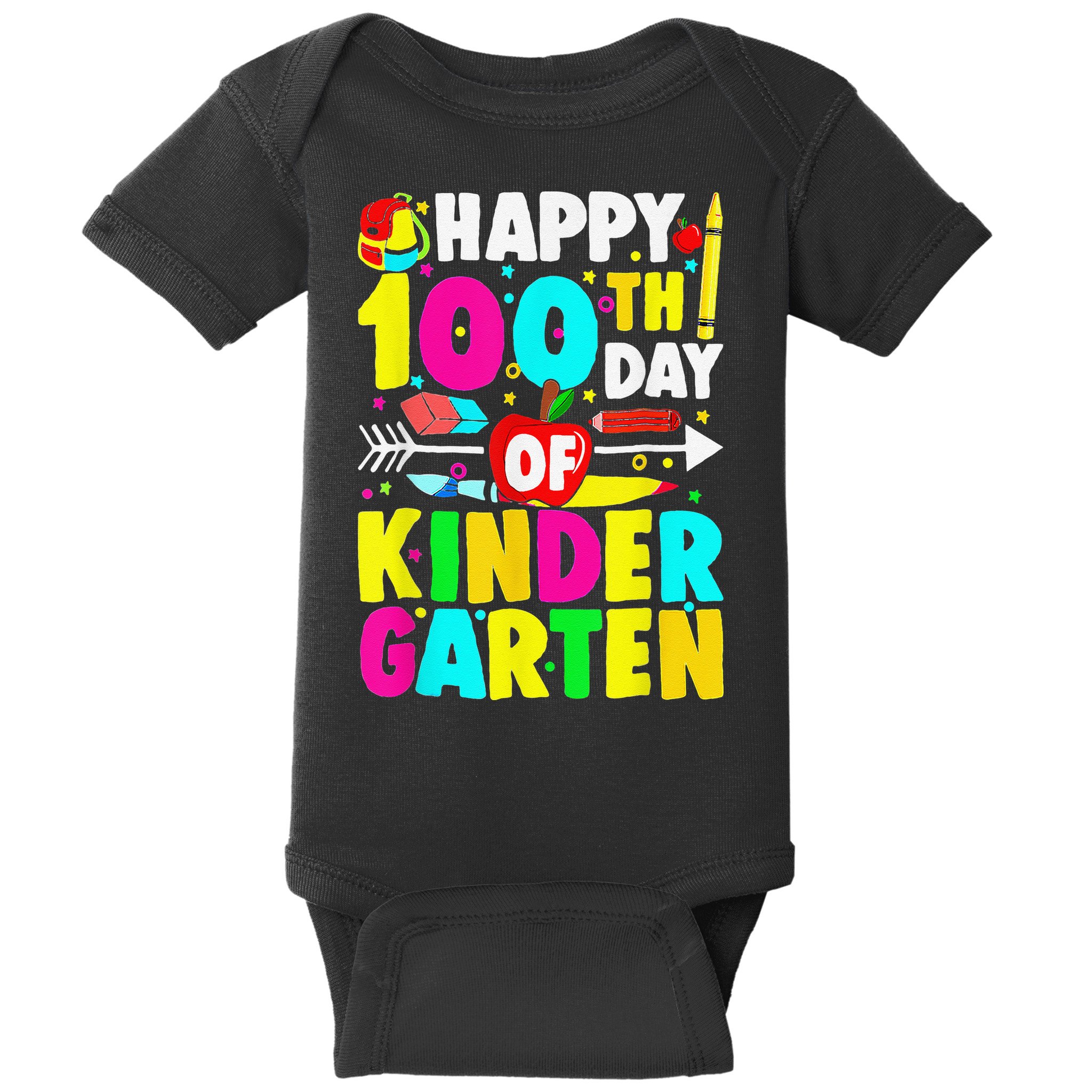 100 Days Of Kindergarten Happy 100th Day Of School Baby Bodysuit
