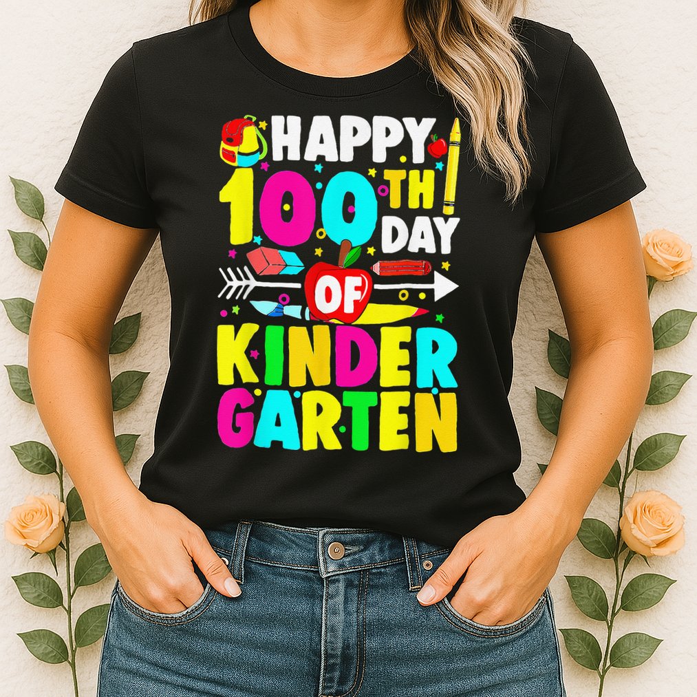 100 Days Of Kindergarten Happy 100th Day Of School Womens T-Shirt