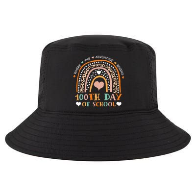 100th Day Of School Leopard Rainbow Teacher 100 Days Smarter Cool Gift Cool Comfort Performance Bucket Hat