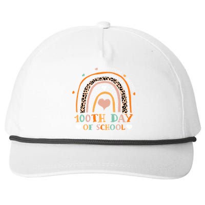 100th Day Of School Leopard Rainbow Teacher 100 Days Smarter Cool Gift Snapback Five-Panel Rope Hat