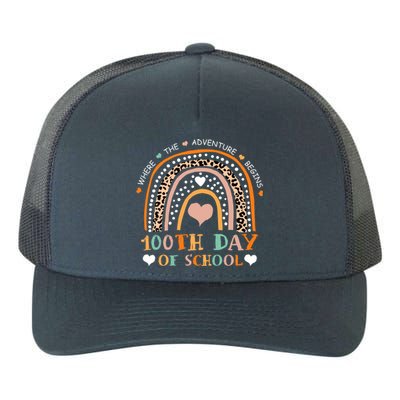 100th Day Of School Leopard Rainbow Teacher 100 Days Smarter Cool Gift Yupoong Adult 5-Panel Trucker Hat