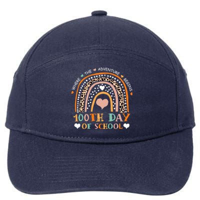 100th Day Of School Leopard Rainbow Teacher 100 Days Smarter Cool Gift 7-Panel Snapback Hat