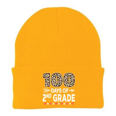 100 Days Of Second Grade Teacher 100Th Day Of School Leopard Gift Knit Cap Winter Beanie