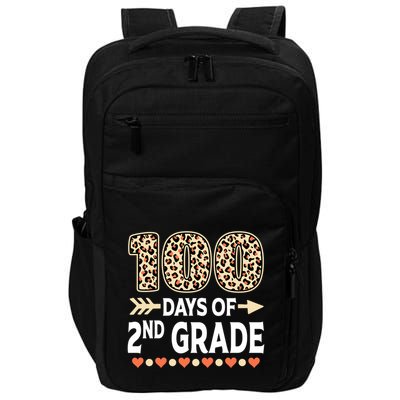 100 Days Of Second Grade Teacher 100Th Day Of School Leopard Gift Impact Tech Backpack