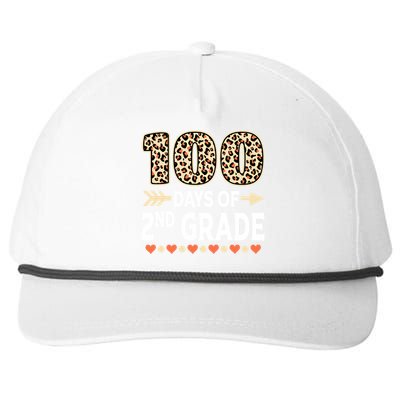 100 Days Of Second Grade Teacher 100Th Day Of School Leopard Gift Snapback Five-Panel Rope Hat