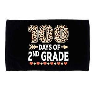 100 Days Of Second Grade Teacher 100Th Day Of School Leopard Gift Microfiber Hand Towel