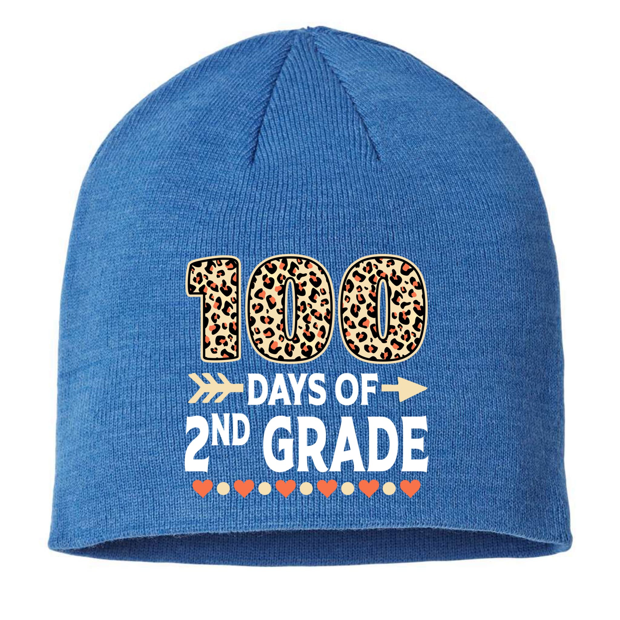 100 Days Of Second Grade Teacher 100Th Day Of School Leopard Gift Sustainable Beanie