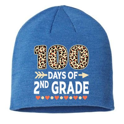 100 Days Of Second Grade Teacher 100Th Day Of School Leopard Gift Sustainable Beanie