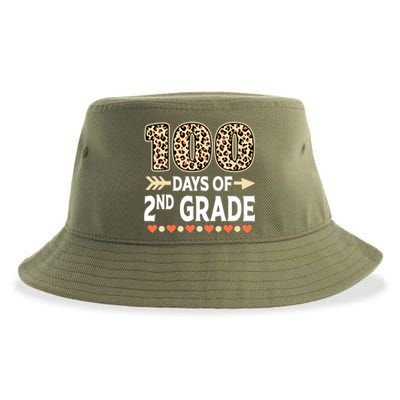 100 Days Of Second Grade Teacher 100Th Day Of School Leopard Gift Sustainable Bucket Hat