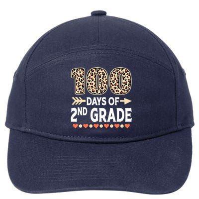 100 Days Of Second Grade Teacher 100Th Day Of School Leopard Gift 7-Panel Snapback Hat