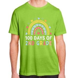 100 Days Of 2nd Grade Rainbow Happy 100th Day Of School Adult ChromaSoft Performance T-Shirt