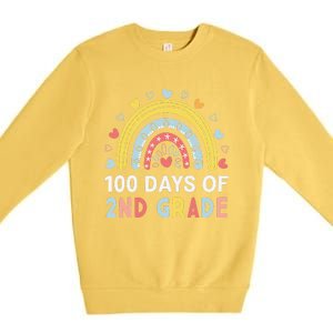 100 Days Of 2nd Grade Rainbow Happy 100th Day Of School Premium Crewneck Sweatshirt