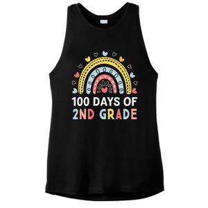 100 Days Of 2nd Grade Rainbow Happy 100th Day Of School Ladies PosiCharge Tri-Blend Wicking Tank