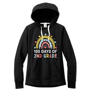 100 Days Of 2nd Grade Rainbow Happy 100th Day Of School Women's Fleece Hoodie