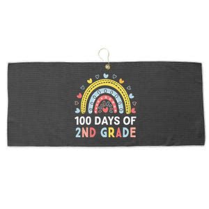 100 Days Of 2nd Grade Rainbow Happy 100th Day Of School Large Microfiber Waffle Golf Towel