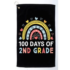 100 Days Of 2nd Grade Rainbow Happy 100th Day Of School Platinum Collection Golf Towel