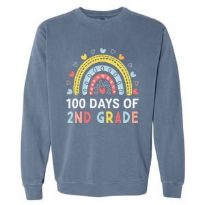 100 Days Of 2nd Grade Rainbow Happy 100th Day Of School Garment-Dyed Sweatshirt