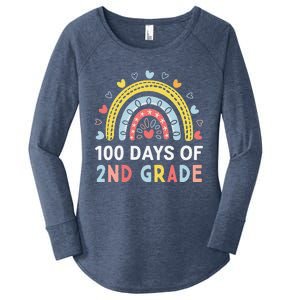 100 Days Of 2nd Grade Rainbow Happy 100th Day Of School Women's Perfect Tri Tunic Long Sleeve Shirt