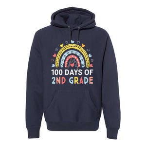 100 Days Of 2nd Grade Rainbow Happy 100th Day Of School Premium Hoodie