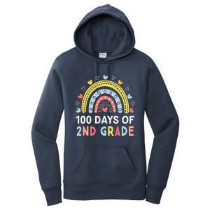 100 Days Of 2nd Grade Rainbow Happy 100th Day Of School Women's Pullover Hoodie