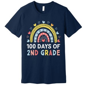 100 Days Of 2nd Grade Rainbow Happy 100th Day Of School Premium T-Shirt